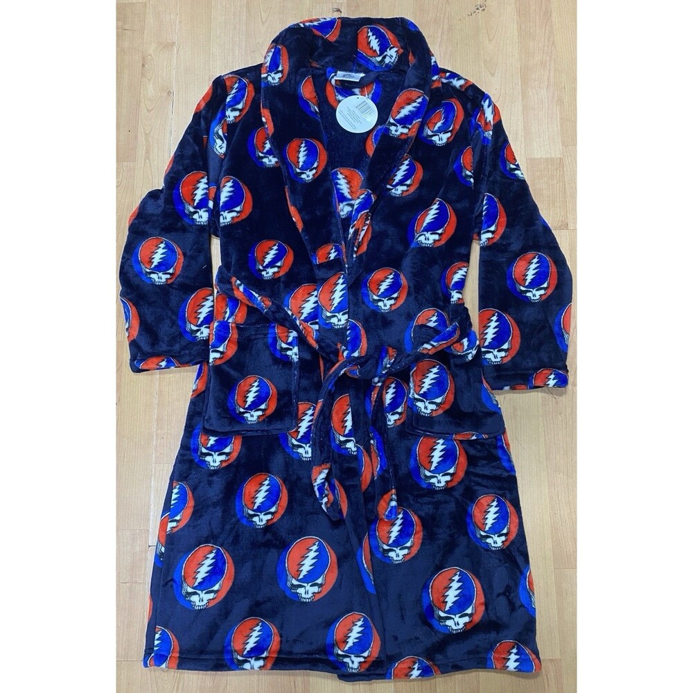 Grateful Dead Steal Your Face Plush Large/X-Large Navy Blue Robe